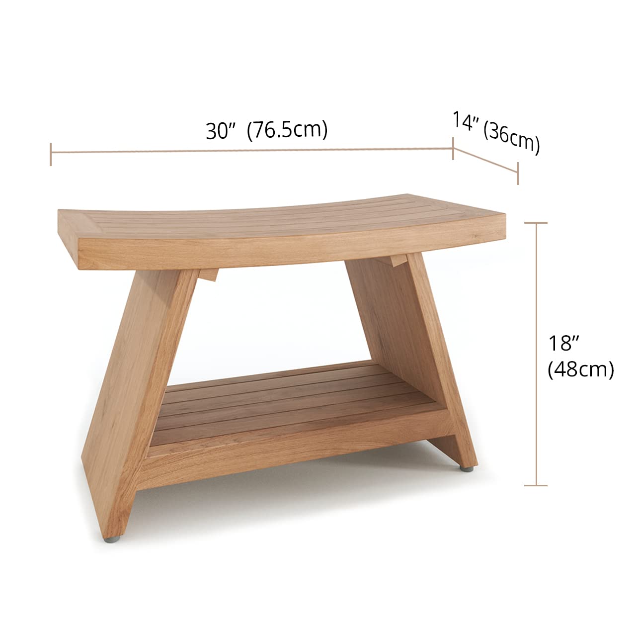 Patented 30" Asia Teak Shower Bench with Shelf - 30 Inch (Pack of 1)