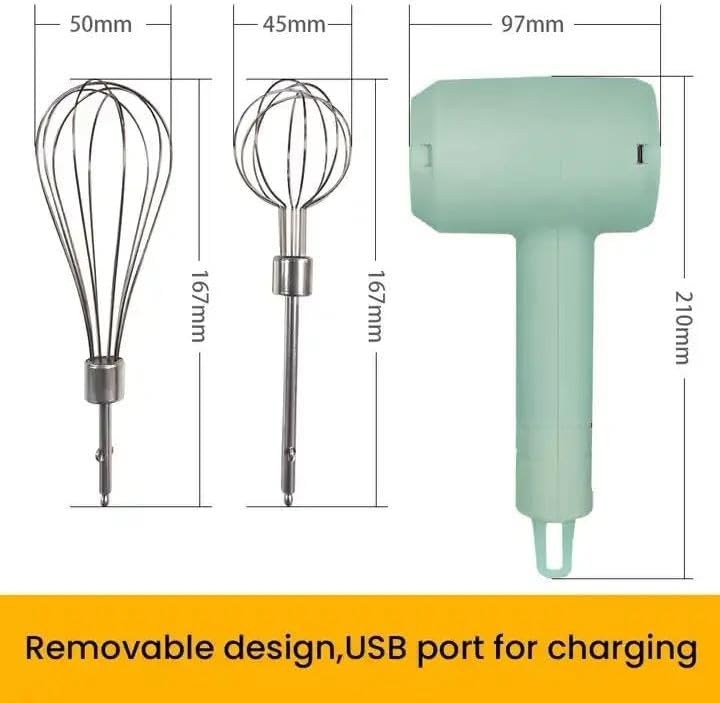 Electric Hand Mixer Egg Beater, USB Rechargeable, White