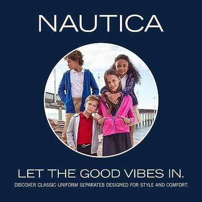 Nautica Girls' Big Fleece Full-Zip Hoodie Sweatshirt, Rose, 16