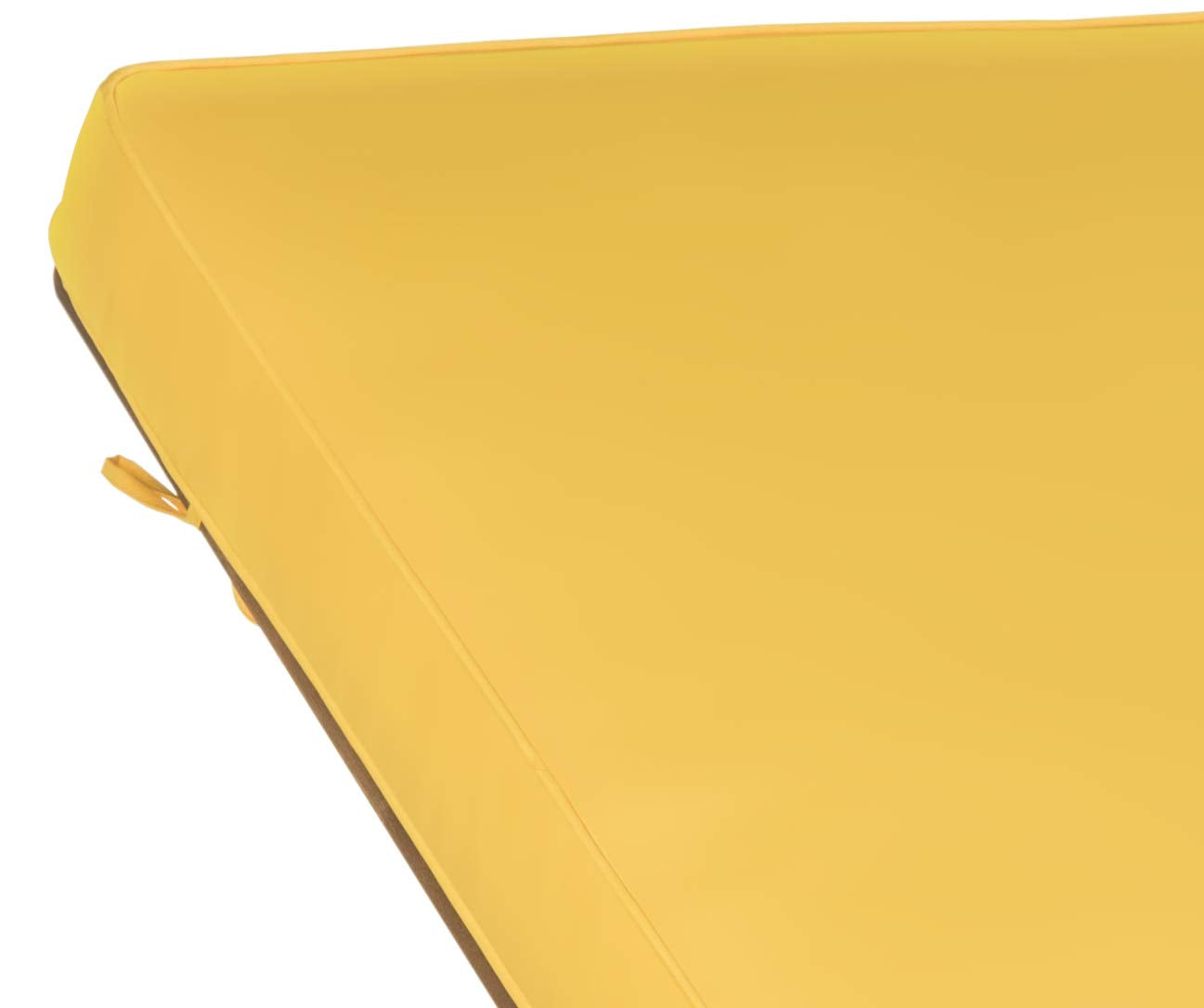 SAFAVIEH Outdoor Collection Newport Natural/ Yellow Cushion Built-in Side Table Adjustable Chaise Lounge Chair