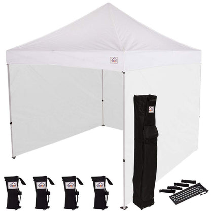 Impact Canopy 10' x 10' Pop-Up Canopy Tent, Straight Leg Gazebo Shelter with Steel Frame, Solid Sidewalls, Roller Bag, Base Weights, White