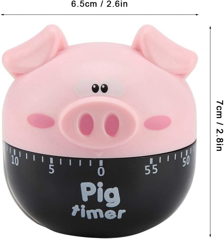 Cute Cartoon Pig Kitchen Timer, Mechanical Cooking Timer for Home Decor and Cooking Timing Tool