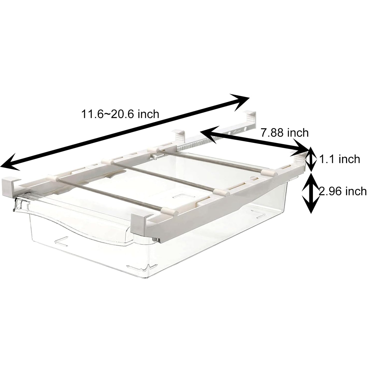 Yatmung 2 Pack Fridge Drawer Organizer - Egg Holder For Refrigerator Pull Out - Transparent Deli Drawer Organization Bin - Meat, Cheese - Sliding Storage Containers for Fridge Shelf Under 1.1"
