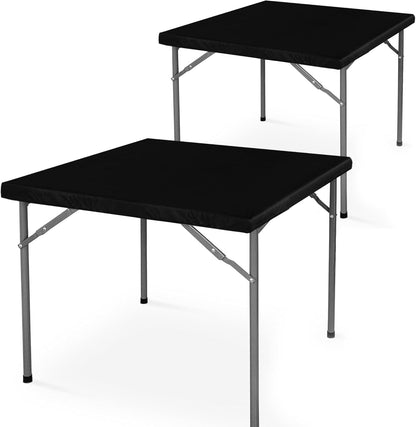 2 Packs 24x24 inch LUSHVIDA Vinyl Card Tablecloth with Flannel Backing - Waterproof Plastic Cover for Picnic Nightstand