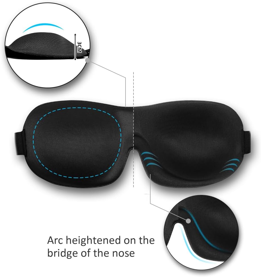 Sleep Mask 2 Pack, Invisible Alar Deep Orbit 3D Eye Mask Ultra Lightweight & Comfortable Sleeping Mask for Side Sleeper, Sleeping Mask & Blindfold Soft Breathable for Women Men Relaxing Zero Pressure