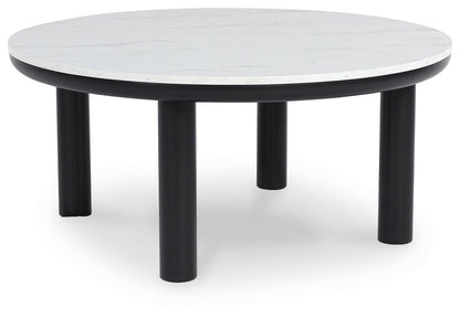 Signature Design by Ashley Xandrum Casual Faux Marble Occasional Table Set, Set of 3, Black & White