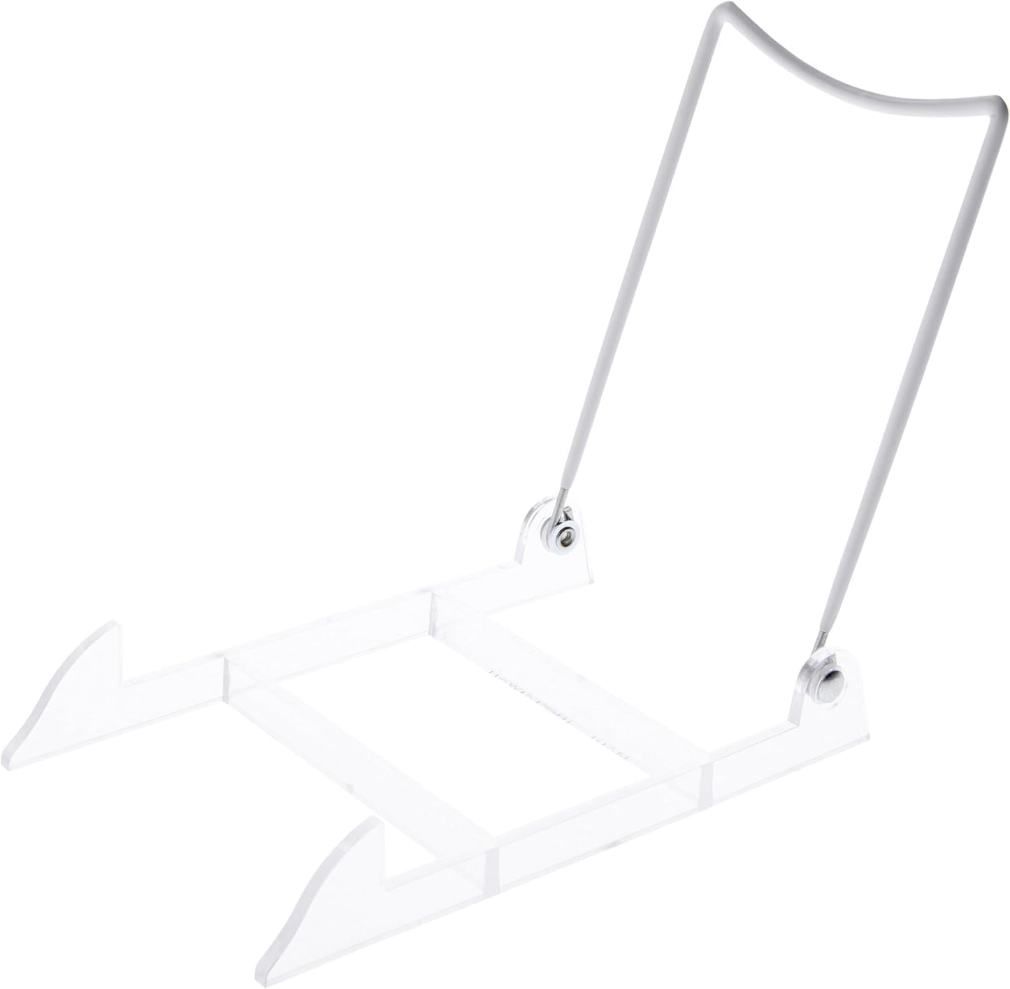 Bard's Folding White and Clear Plastic Easel Stand, 6" H x 5" W x 8" D