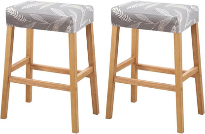 Lussenwert Set 2, 9 Stool Covers Rectangular of Stretch Printed Vanity Stool Covers Washable Saddle Bar Stool Slipcover