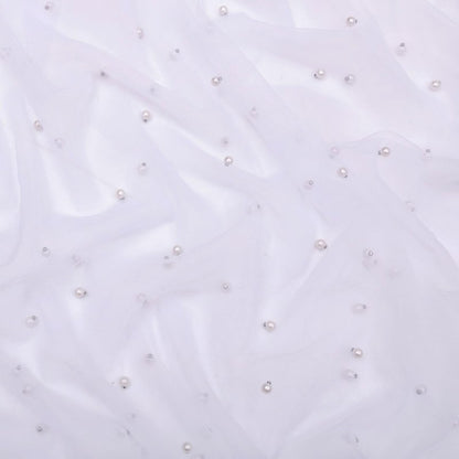 TuTive Gauze White Pearl Table Runner 10FT Sheer Spring Summer Pearl 120 Inch Valentine’s Day Tulle Table Runner for Dining Anniversary Wedding Table Decor for Home Party Decorations