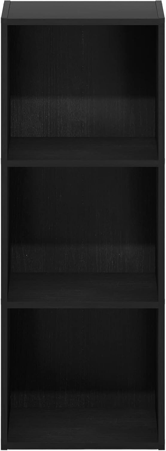 3-Tier Furinno Pasir No Tool Assembly Open Shelf Bookcase, Blackwood