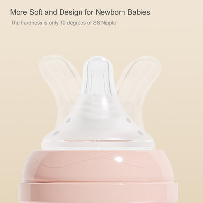 Gulicola Natural Glass Baby Bottle 8 oz for Breastfed Babies, Anti-Colic Baby Bottle Set with Medium Flow Nipple, 3 Months +, 4 Pack - White