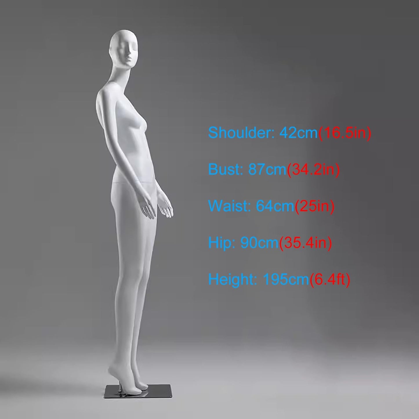 Matte White Tall Female Mannequin with Head, Detachable Torso Dress Form for Retail & Home Display - Ideal Clothing Display for Online Shops (Size: Style5)