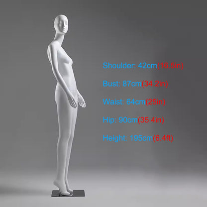 Matte White Tall Female Mannequin with Head, Detachable Torso Dress Form for Retail & Home Display - Ideal Clothing Display for Online Shops (Size: Style5)