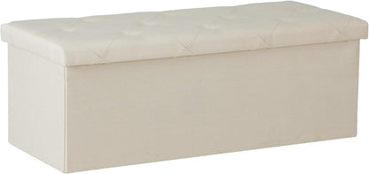 43in 660lbs, DUMOS Foldable Storage Ottoman Bench, Storage Chest, Large End of Bed Foot Rest Stool with Padded Seat
