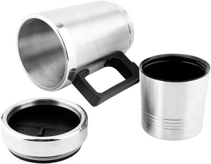Duokon Car Hot Water Kettle, 350ML + 150ML Stainless Steel Electric Kettle for Coffee Tea Water Heating Cup 12V