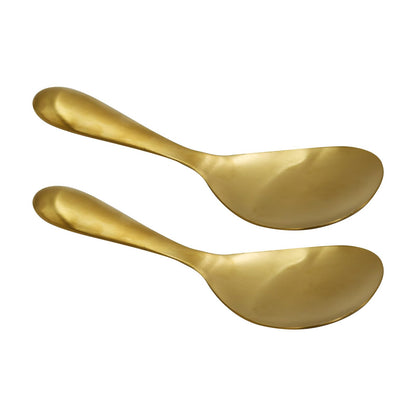 2 Pack 8 Inch Stainless Steel Rice Spoons, Thickened Heat Resistant Serving Spoon, for Kitchen, Gold
