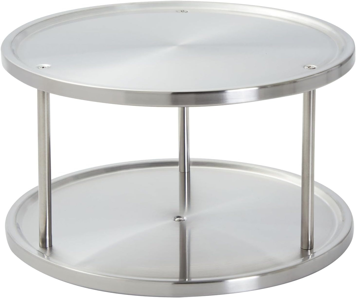 Juvale 2-Tier Stainless Steel Lazy Susan Spice Rack Organizer for Kitchen & Pantry Countertop (10.5 in)