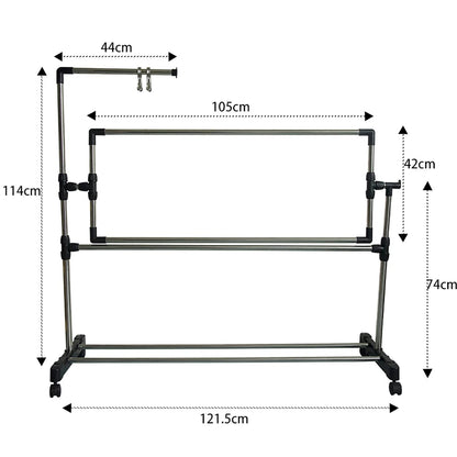 Embroidery Stand with Wheels, Needlework Floor Frame, Height Adjustable Standing Embroidery Lap Table, Stainless Steel Cross Stitch Craft Stand for Art Craft Sewing Holder