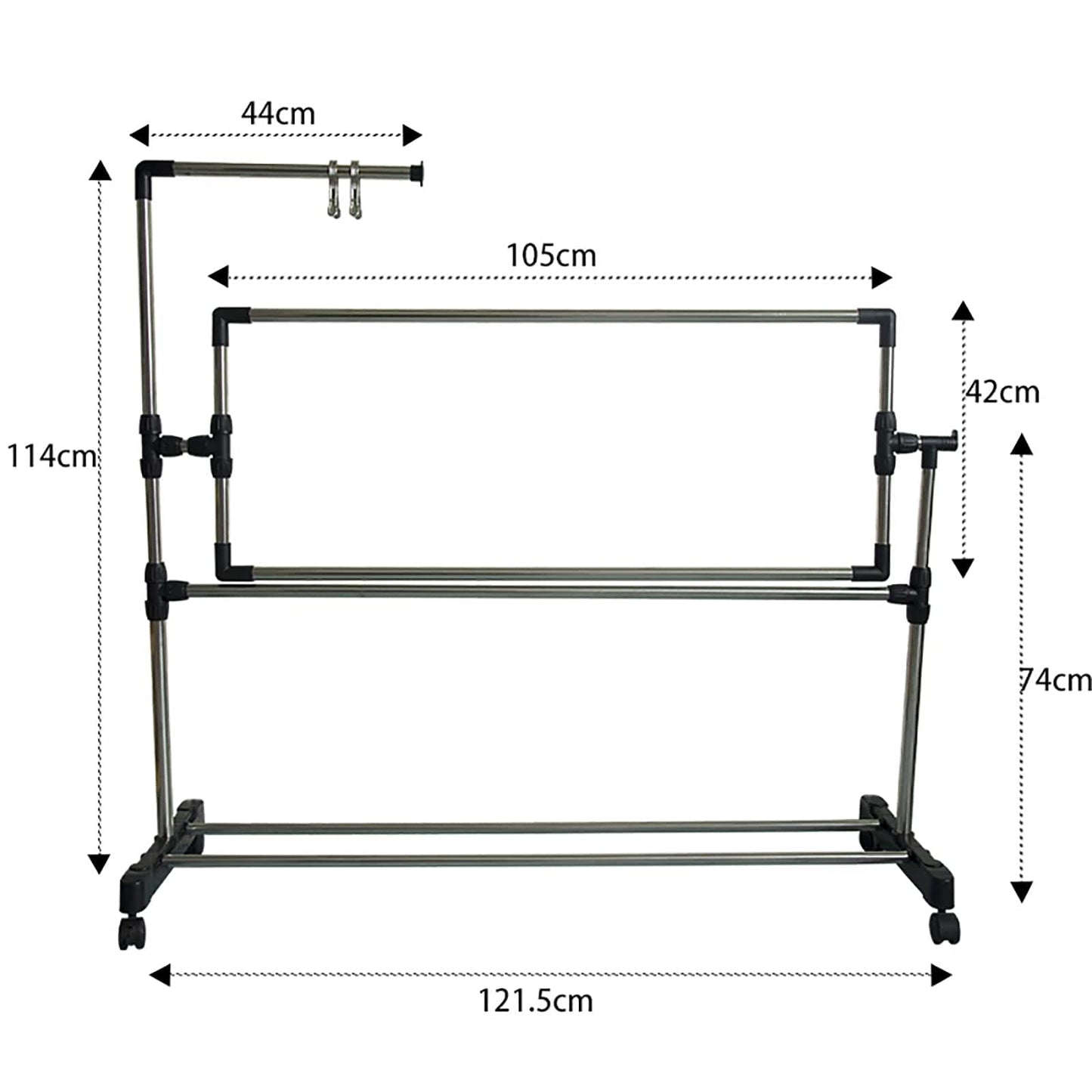 Embroidery Stand with Wheels, Needlework Floor Frame, Height Adjustable Standing Embroidery Lap Table, Stainless Steel Cross Stitch Craft Stand for Art Craft Sewing Holder