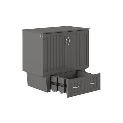 AFI, Nantucket Twin Murphy Bed Chest with Mattress, Storage Drawer and Built-In USB Charger, Grey