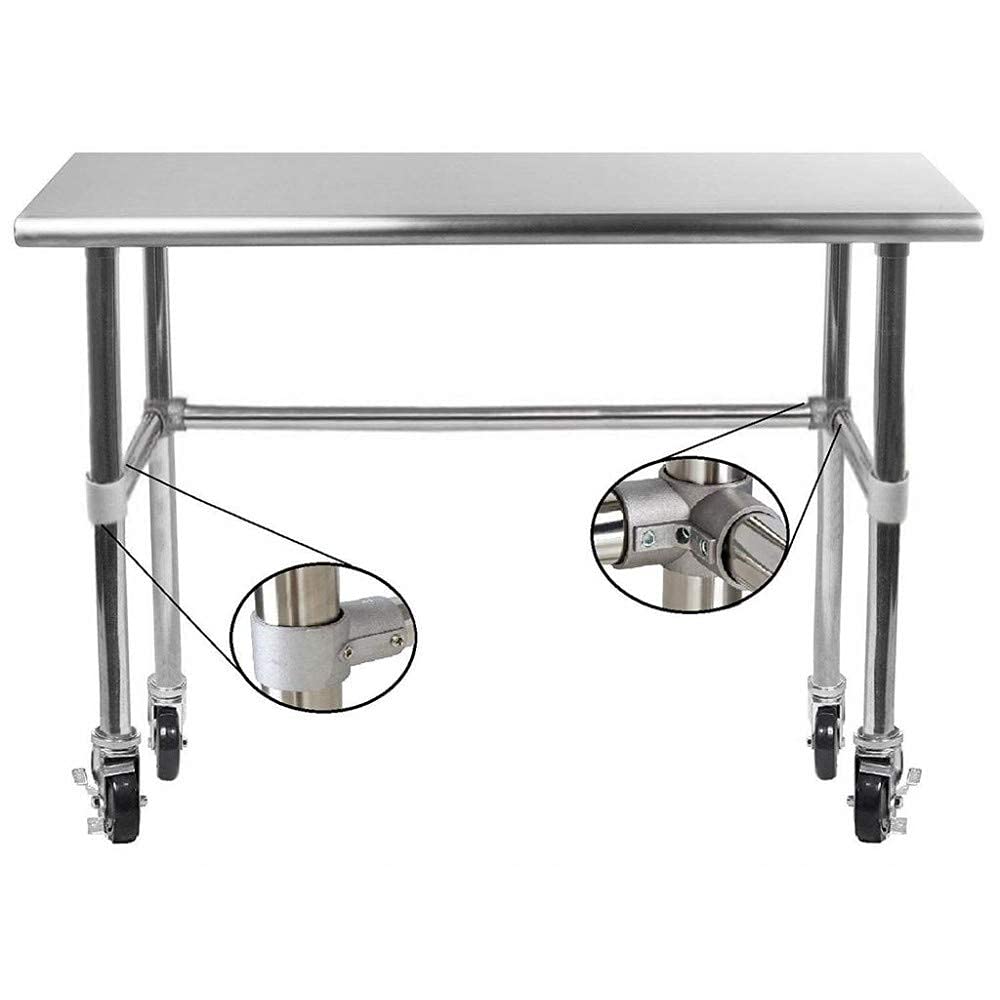 AmGood 30" X 36" Stainless Steel Work Table - with Open Base & Wheels | Food Prep | Utility Work Station | NSF Certified