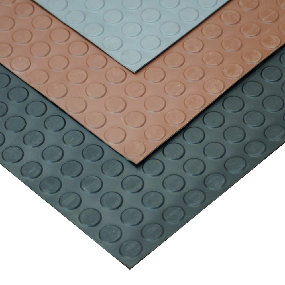 Rubber-Cal Coin-Pattern Thermoplastic Flooring - 3.5mm x 36" x 20ft - Black