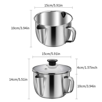 Stainless Steel Fat Separator Bowl, Large 4 Cups Gravy Separator Bowl With Handle Round Shape, 1000ml Capacity for Healthy Cooking Reduce Fat Intake(COLOR:no lid)