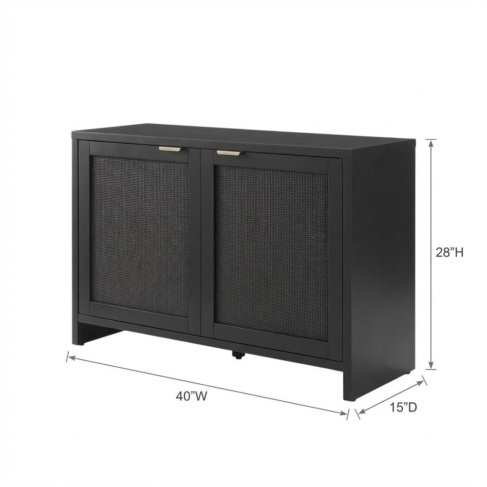 Furnifact Gray Record Player Cabinet with Vinyl Storage, Durable Wood, Stylish Design, Compact, Functional for Entertainment Centers