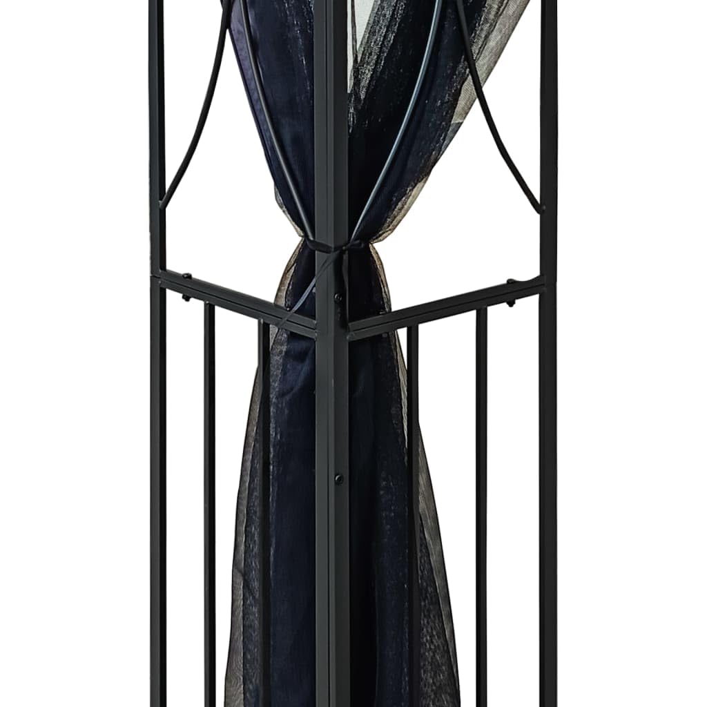 Anthracite Steel Gazebo with Sidewalls, 118.1"x118.1" Outdoor Canopy Tent, Double-Tiered Roof, Patio Gazebo for Garden Parties Lawn Structures