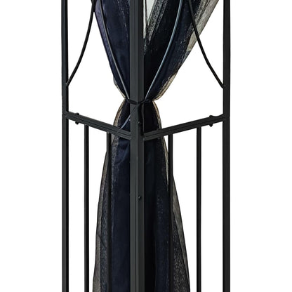 Anthracite Steel Gazebo with Sidewalls, 118.1"x118.1" Outdoor Canopy Tent, Double-Tiered Roof, Patio Gazebo for Garden Parties Lawn Structures