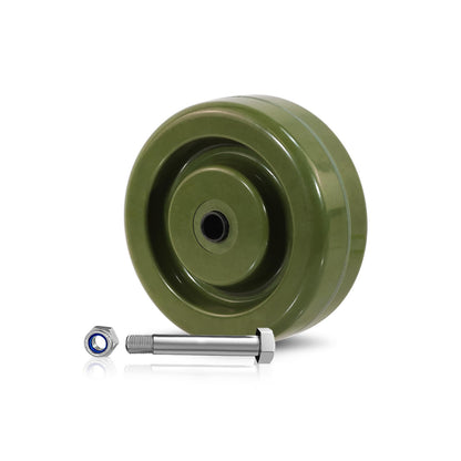 SY America 4"×1.5" Caster Wheels,High Temp Green Epoxy Wheel -Industrial Bakery and Oven Rack Wheels Set of 100, 5/8" Bore Bearings - 2800 lbs Capacity