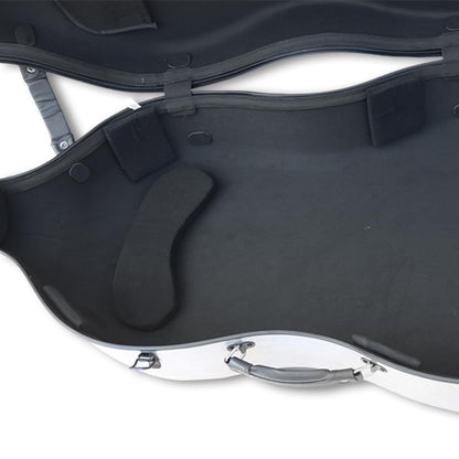 YoungMonic 4/4 Full Size Carbon Fiber Cello Case with Wheels & Embedded Handle Hard Shell Lightweight Backstrap Portable Cello Accessories (Silver)