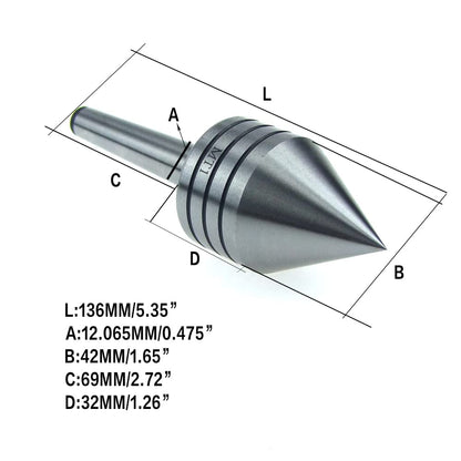 HFS(R) MT1 Live Center Heavy Duty Live Tailstock Center with 60 Degree Tip Wood Lathe Tool for Woodworking Projects (#1 Morse Taper)