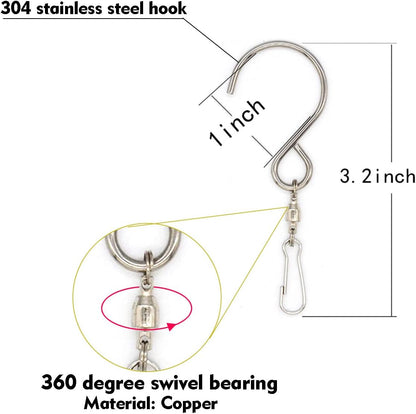 Wind Spinner Hooks for Wind Chimes, Outdoor Ornament Hooks, Swivel Hooks for Hanging Spinners