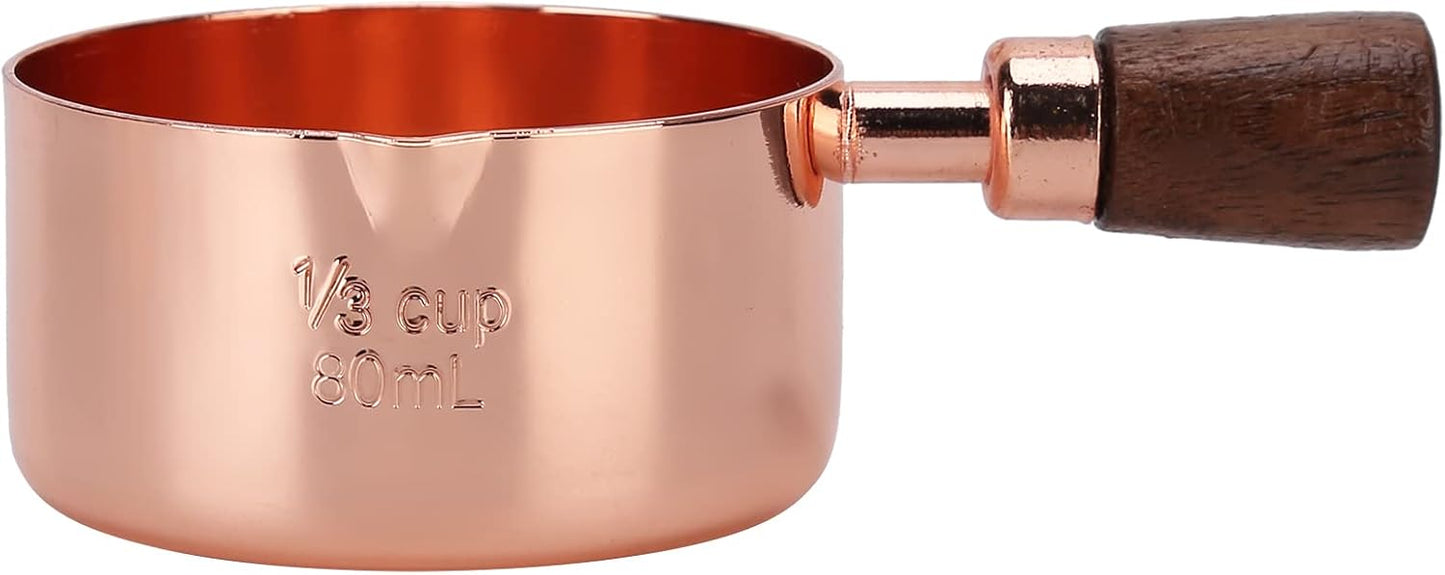 Rose Gold Stainless Steel Sauce Pan with Wooden Handle, 1/3 Cup Capacity