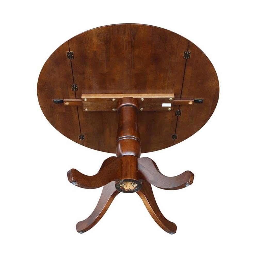 IC INTERNATIONAL CONCEPTS 42" Round Dual Drop Leaf Pedestal Table - 29.5" H Espresso