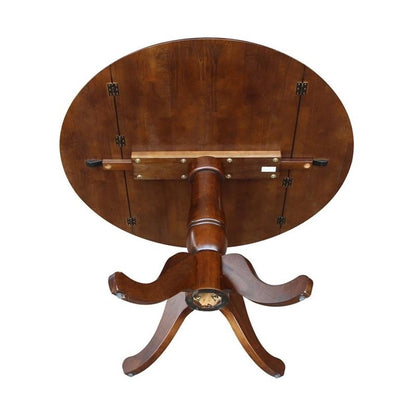 IC INTERNATIONAL CONCEPTS 42" Round Dual Drop Leaf Pedestal Table - 29.5" H Espresso