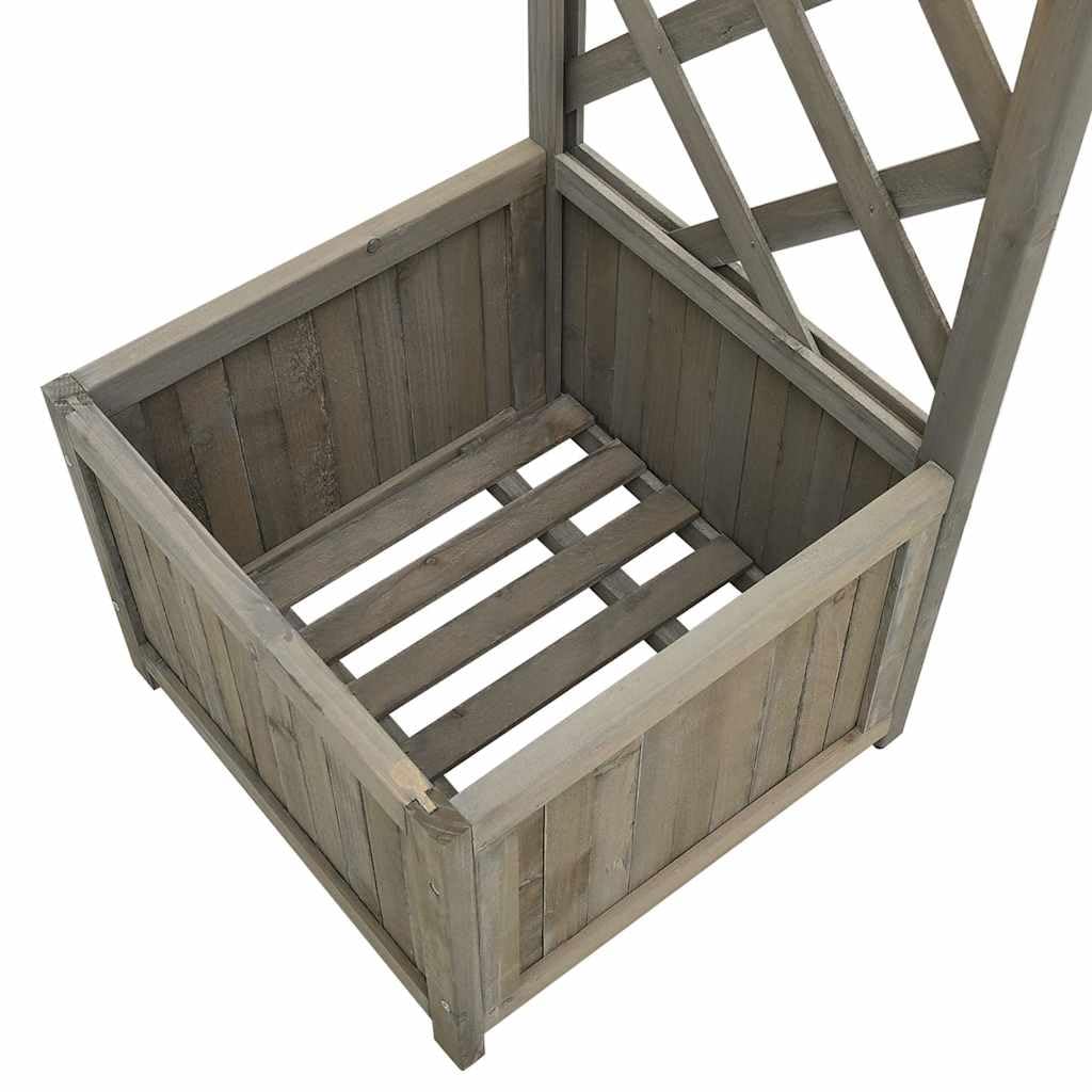 Large Wooden Garden Arch Grey Solid Firwood Pergola with Integrated Planters for Natural Wood Garden Structure