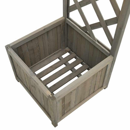 Large Wooden Garden Arch Grey Solid Firwood Pergola with Integrated Planters for Natural Wood Garden Structure