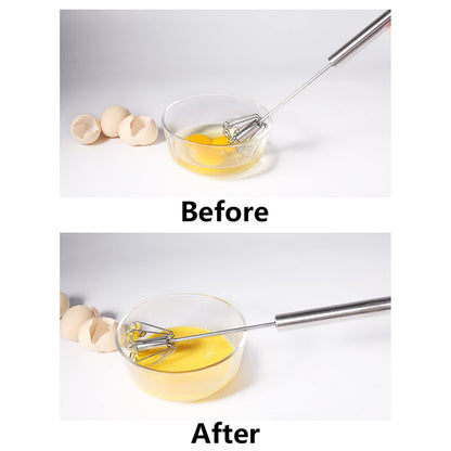 Newness Egg Whisk, [2 Pack 10in & 12in] Stainless Steel Hand Push Whisk Blender for Home - Versatile Tool for Egg Beater, Milk Frother, Hand Push Mixer Stirrer - Kitchen Utensil for Blending, Whisking