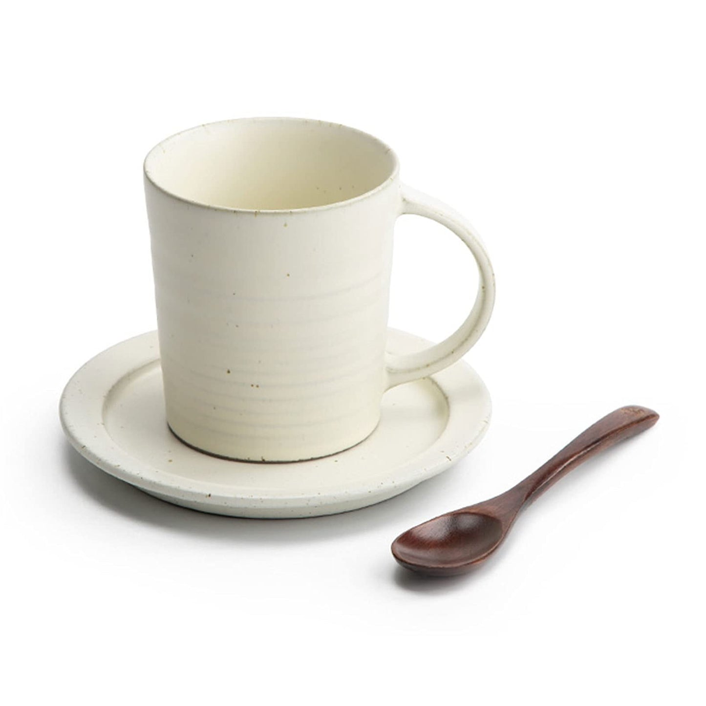 Tea Cup Porcelain Espresso Cups with Matching Saucers Premium Porcelain Coffee Cup- 7.8 Ounce, White Set of Mugs (A) (B)