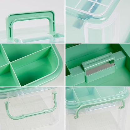 HEY FOLY 15qt Clear Medicine Organizer - Thickened Plastic Storage Box with Tray & Labels