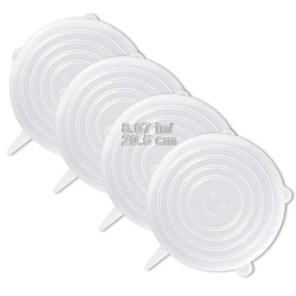 LELE LIFE 4 Pack Same Size Silicone Stretch Lids, Thicker Reusable Sturdy Silicone Container Cover, Expandable Food Storage Covers, Dishwasher and Freezer Safe, 8.07in(20.5cm)