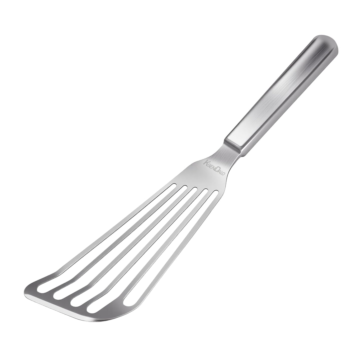 KSENDALO Thin Stainless Steel Fish Spatula, Metal Egg Turner, Professional Slotted Spatula Flipper for Kitchen Cooking Flipping Use, Dishwasher Safe