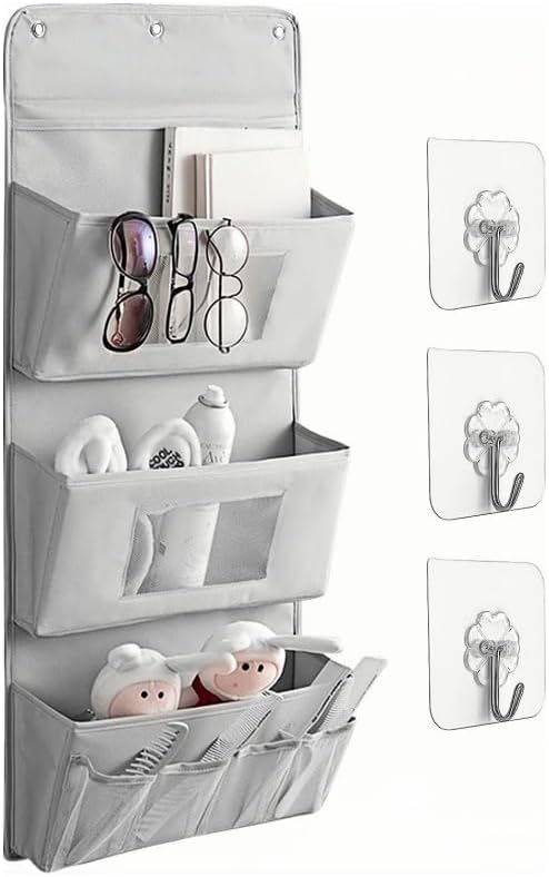 Wall Hanging Organizer Canvas with Pockets, Waterproof Oxford Cloth Storage Bag for Kitchen, Bedroom, Bathroom, Office