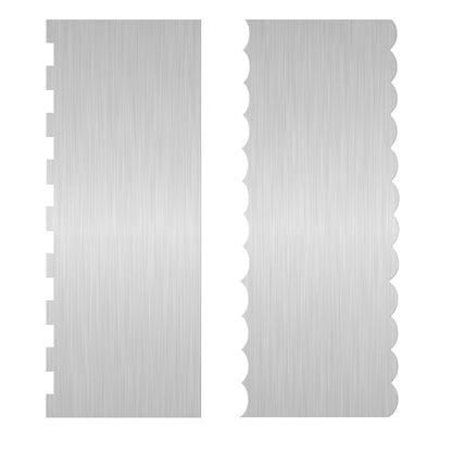 2 Pc 9 Inches Stainless Steel Cake Scraper Cake Decorating Tools Edge Side Jagged Wave Double Sided Patterned Comb Metal Cake Carving Smoothing Cream Pastry Baking(9 x 3.5 Inches)