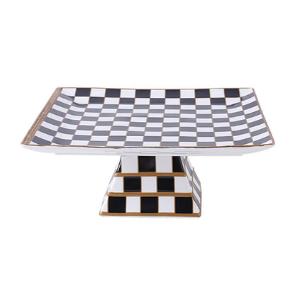 Porlien Checker Pattern 13-inch Cake Stand, Cake Holder, Serving Platter