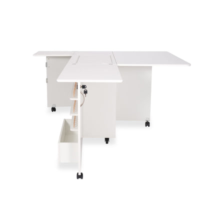 Arrow K8411 Wallaby Kangaroo Sewing, Cutting, Quilting, Crafting Cabinet and Table, Includes Storage and Airlift, Portable with Wheels White Ash Finish