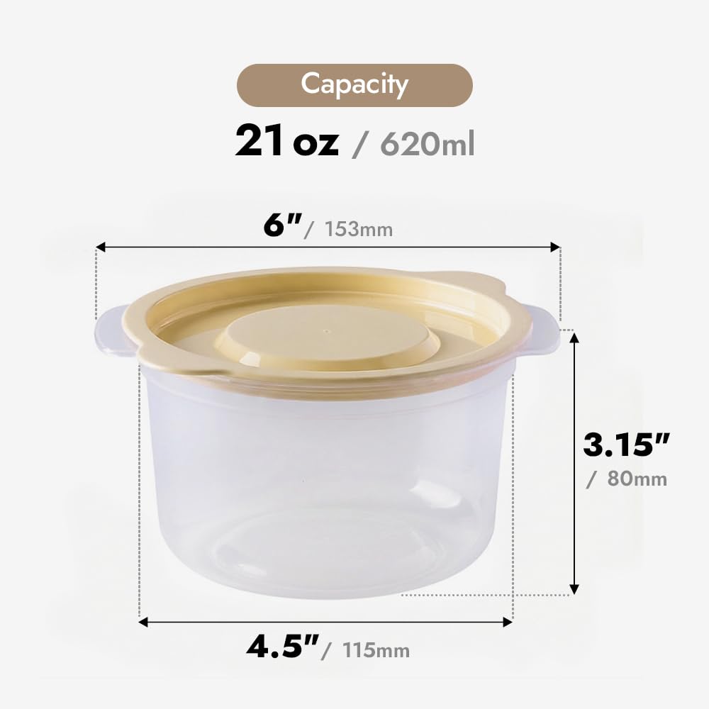carrotez Cooked Rice Storage Container for Freezer - Portion Control Meal Prep Containers, Stackable, BPA-Free, Microwave Safe, 4Pack 2.6cup (21oz), Yellow