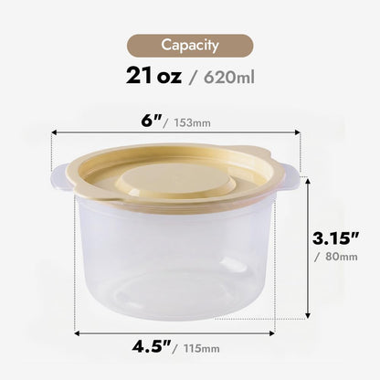 carrotez Cooked Rice Storage Container for Freezer - Portion Control Meal Prep Containers, Stackable, BPA-Free, Microwave Safe, 4Pack 2.6cup (21oz), Yellow